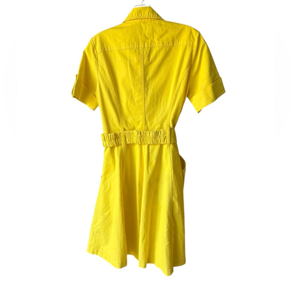 Sharagano Women’s Yellow Belted Shirt Dress Sz 6 - Picture 3 of 6